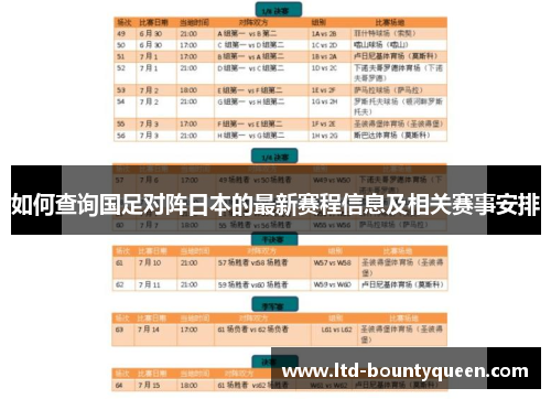 如何查询国足对阵日本的最新赛程信息及相关赛事安排